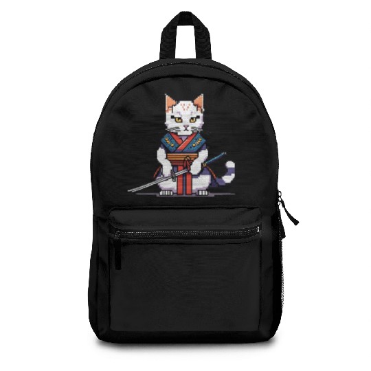 Pixel Samurai Cat Warrior Backpacks