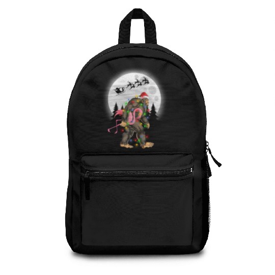 Bigfoot Carrying Flamingo Funny Sasquatch Backpacks