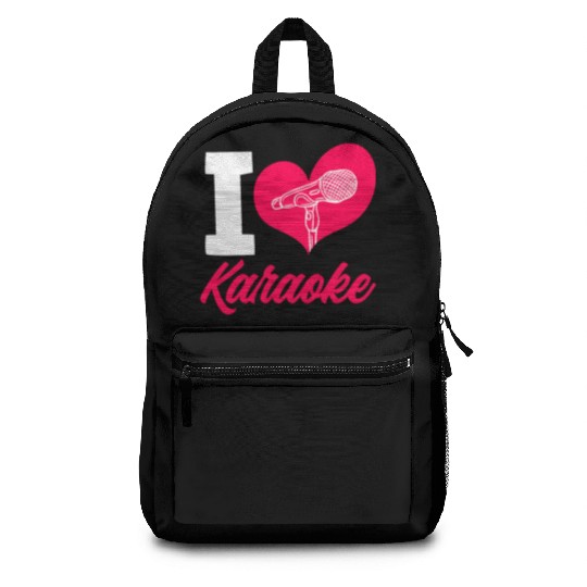 I Love Karaoke Microphone Heart Backpacks