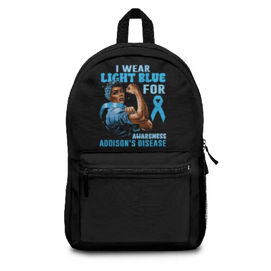 I Wear Light Blue For Addisons Disease Awareness Backpacks