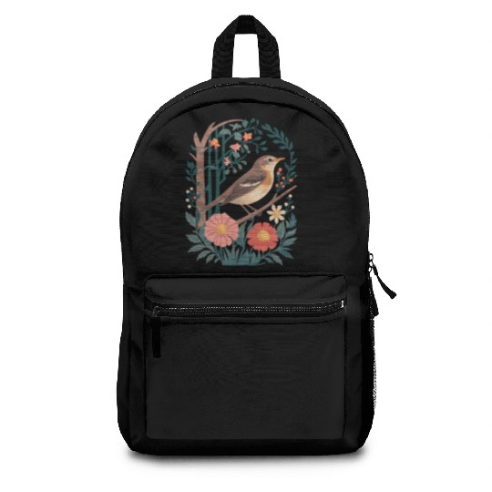 Cottagecore Bird and Floral Harmony Backpacks
