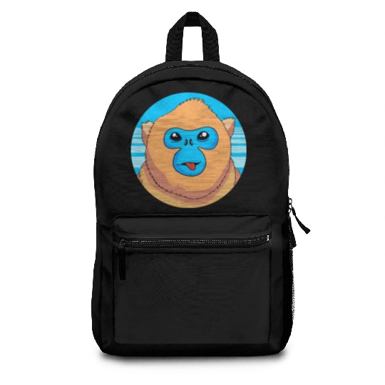 Monkey Lover Cute Snub Nosed Monkey Face Backpacks