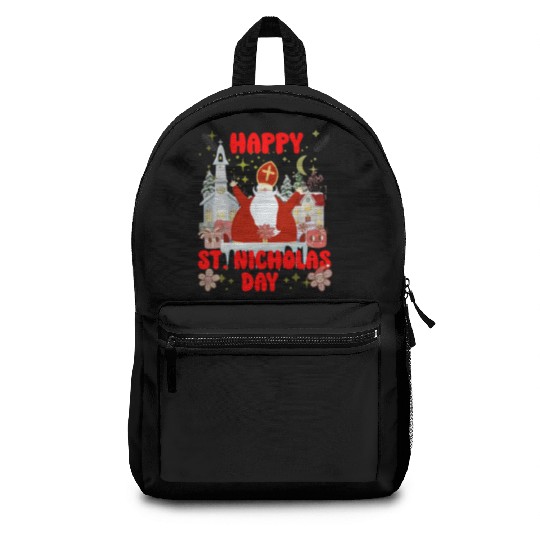 Happy saint Nicholas dayretro logo Backpacks