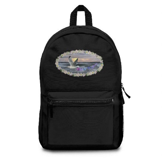 sea beach sunset seagull kitsch flashy magic Backpacks