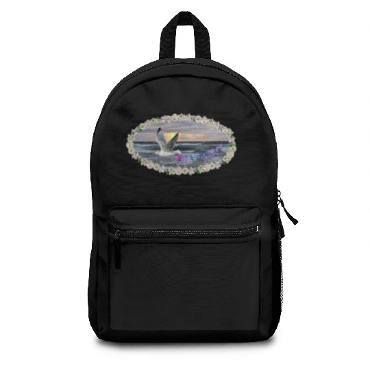 sea beach sunset seagull kitsch flashy magic Backpacks