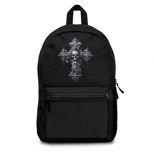 Gothic Cross Collection - Skulls and Red Roses Backpacks
