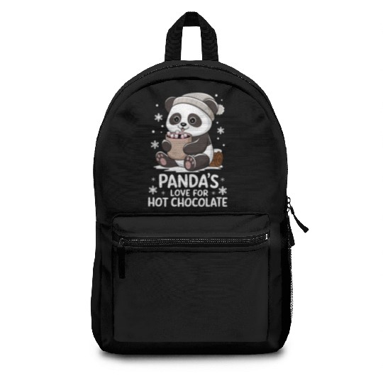 Panda's Love For Hot Chocolate Winter Vibes Backpacks