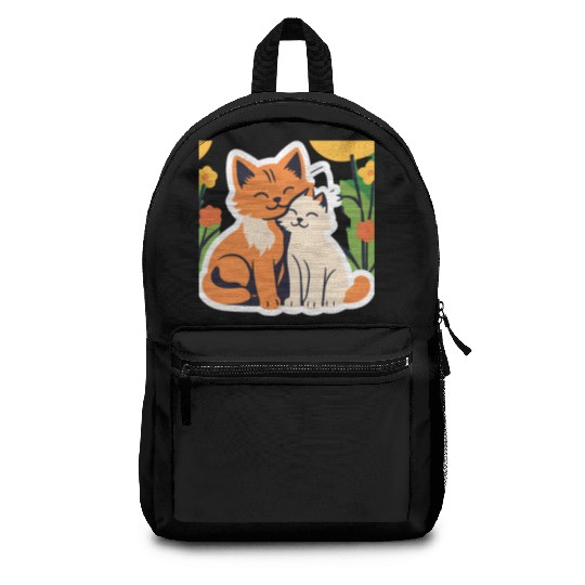 3d cat dou sweet and joyful Backpacks