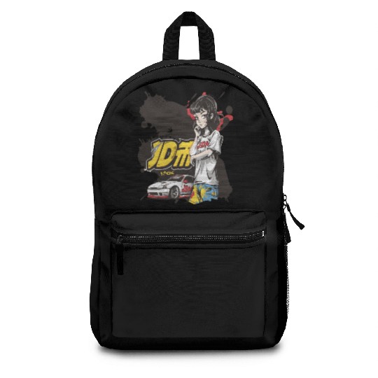 Cute Anime Girl JDM Car Street Racer Backpacks
