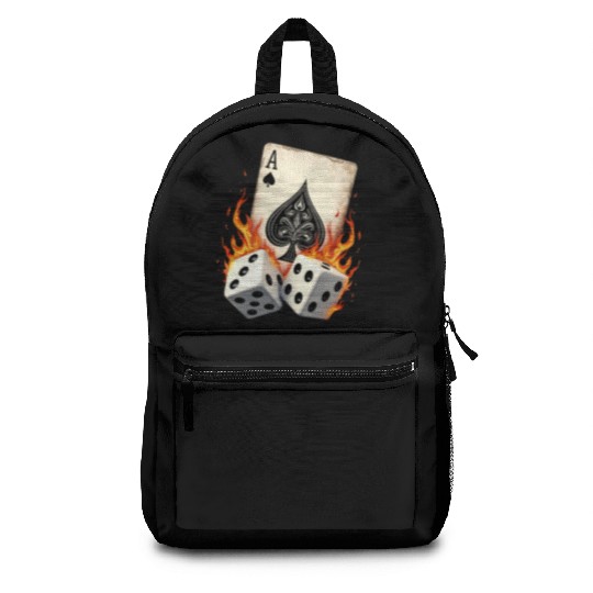 Ace of Spades Dice Flames Bold Casino Vibes Backpacks