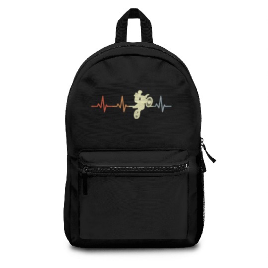 Motocross Rider Heart Rate Vintage Backpacks