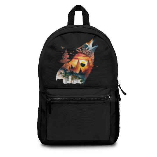 Vintage Wolf Moon Graphic Backpacks – Retro 90s