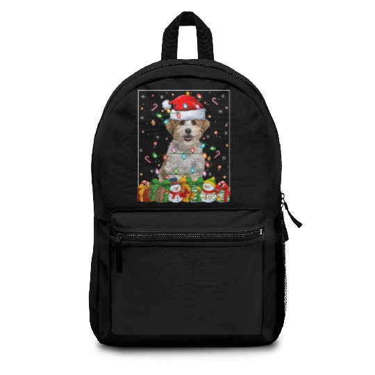 Havanese Dog Christmas Lights Backpacks