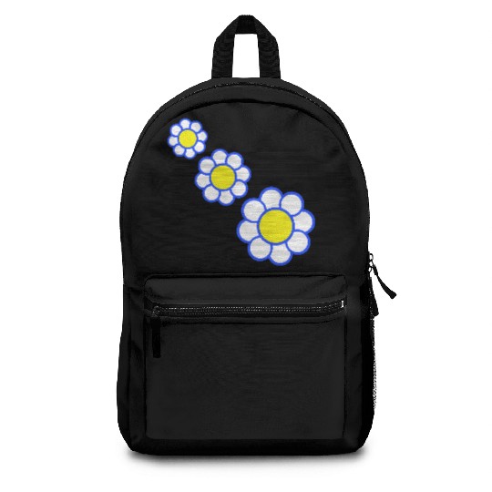 3 White Daisies Flowers Spring Summer Pretty Backpacks