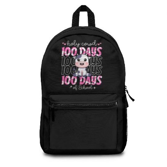 100 Days Of school Cow Pink School teacher Backpacks