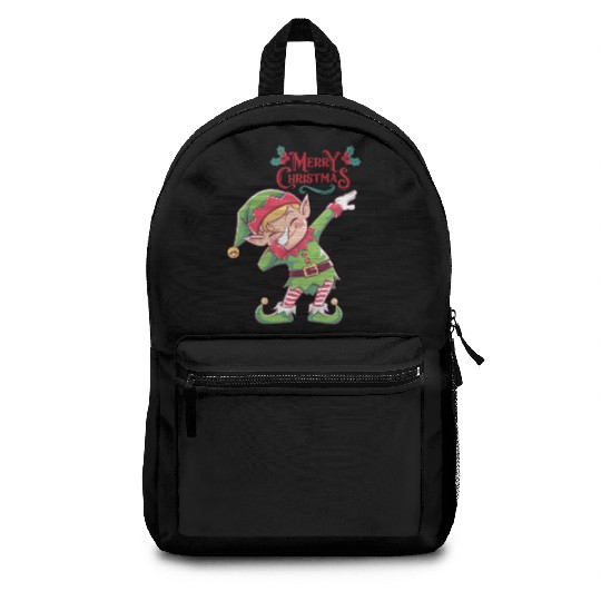 Mischievous Christmas Elf Dab Pose Backpacks