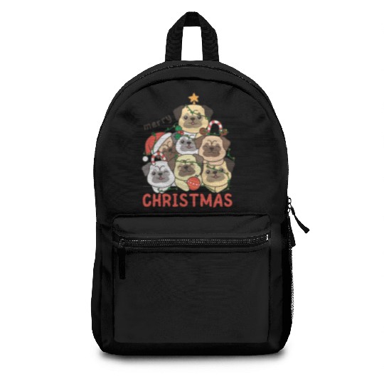 Pug Christmas Tree Merry Christmas Backpacks