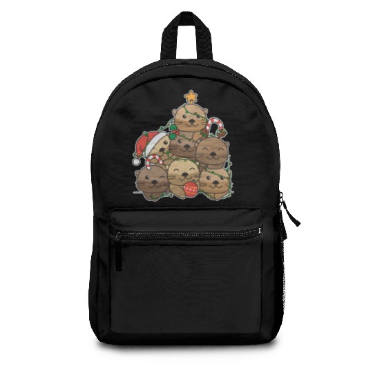 Otter Christmas Tree Funny Animal Christmas Backpacks