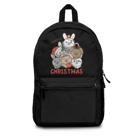 Bunny Christmas Tree Merry Christmas Backpacks