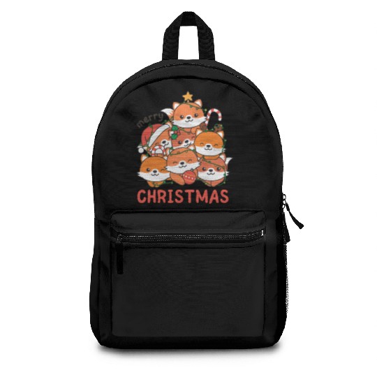 Fox Christmas Tree Merry Christmas Backpacks