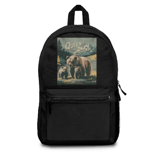 Queen of the Tetons Grizzly 399 Vintage Nature Art Backpacks