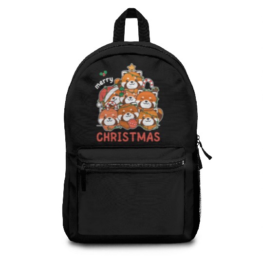 Red Panda Christmas Tree Merry Christmas Backpacks
