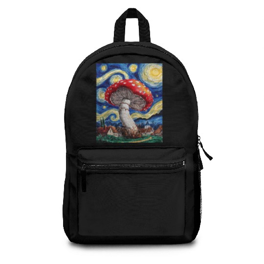Starry Night Mushroom: Surreal Watercolor Dreamsca Backpacks
