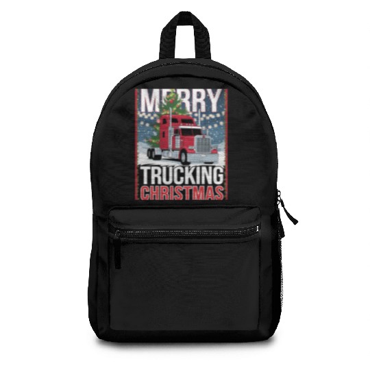 Merry Trucking Christmas Festive Semi-Truck Card Backpacks