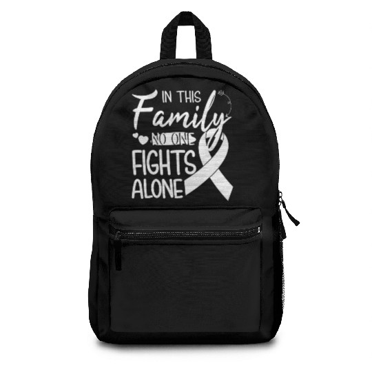 No one fights alone Lung Cancer Awareness Month Backpacks