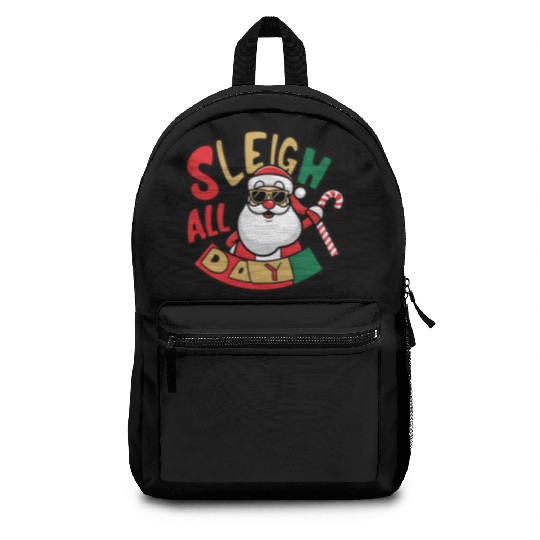 Sleigh All Day Christmas Design Backpacks