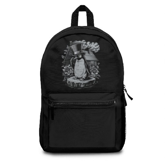 Dark Cottagecore Penguin in Top Hat by House Backpacks
