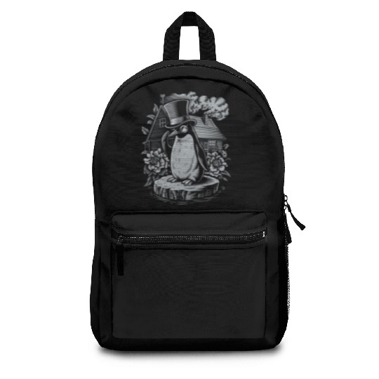 Dark Cottagecore Penguin in Top Hat by House Backpacks