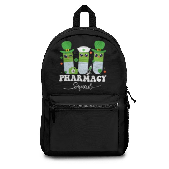 Pharmacy Squad pills St Patricks day Shamrock Backpacks