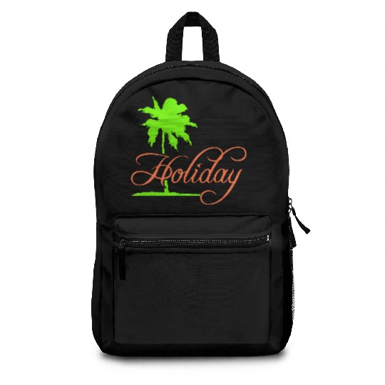 Holiday Palm Text Saying Vacation Relax Travel Fun Backpacks