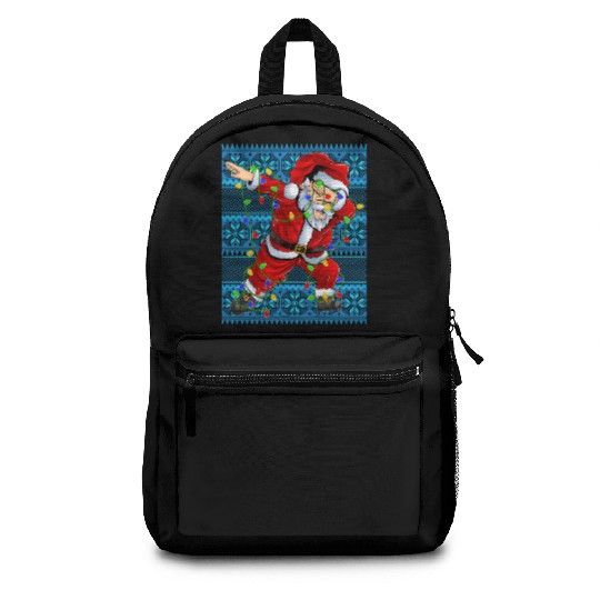 Dabbing Santa Christmas Tree Lights Backpacks