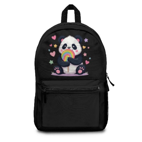 Chubby Panda with Rainbow Lollipop Backpacks