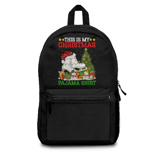 Ice Skating Christmas Tree Lights Backpacks