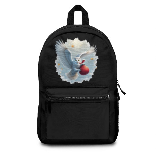Snowy Owl Carrying Christmas Gift Bag Backpacks