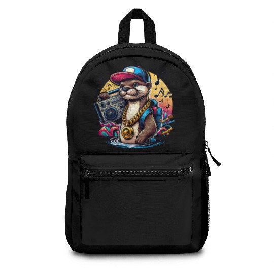 Hip Hop Otter with Boombox Vibes Backpacks