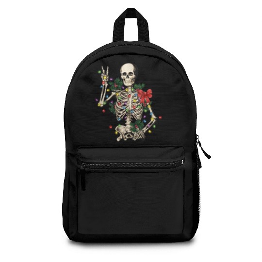 Skeleton Christmas, Christmas Retro Backpacks