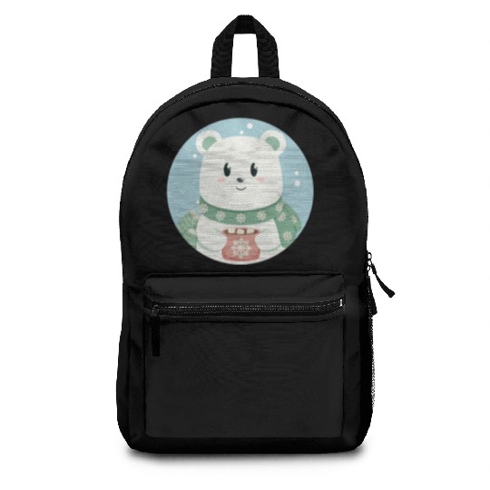 Cute polar bear in Christmas mood Backpacks