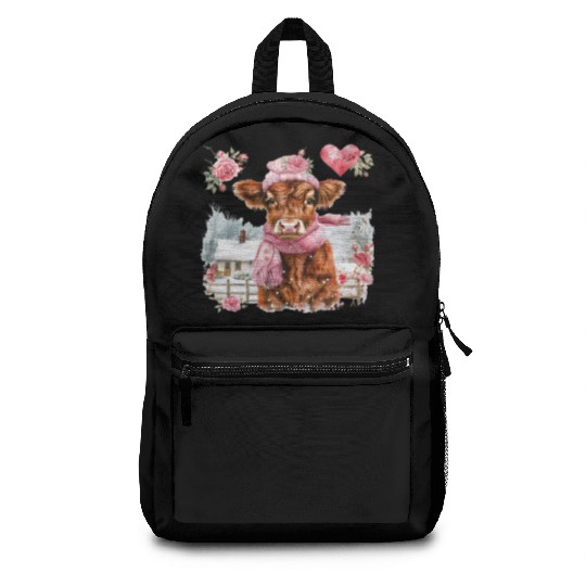 Cute Highland Cow Valentines Day Backpacks