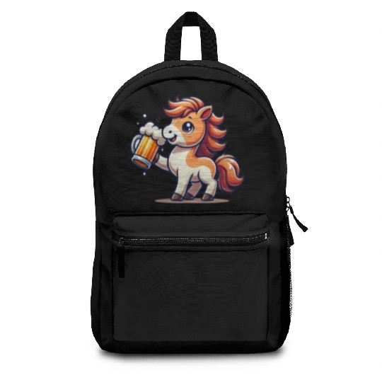 Cute Pony Drinking Beer 3 Backpacks