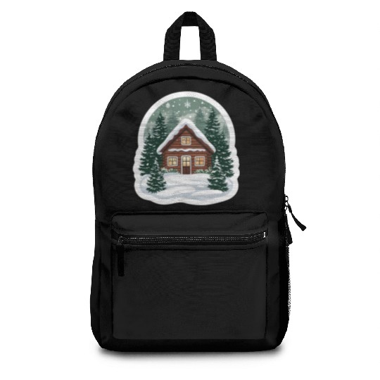 Cozy Cabin in Winter Wonderland Backpacks