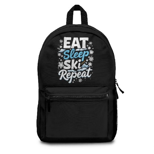 Eat Sleep Ski Repeat Ski Winter Sports Skiers Backpacks