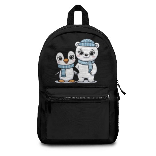 Happy Penguin and Polar Bear Best Friends Backpacks