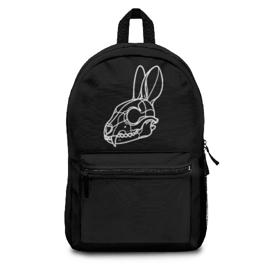 Minimalistic Vector Rabbit Skull Kids Drawing Backpacks