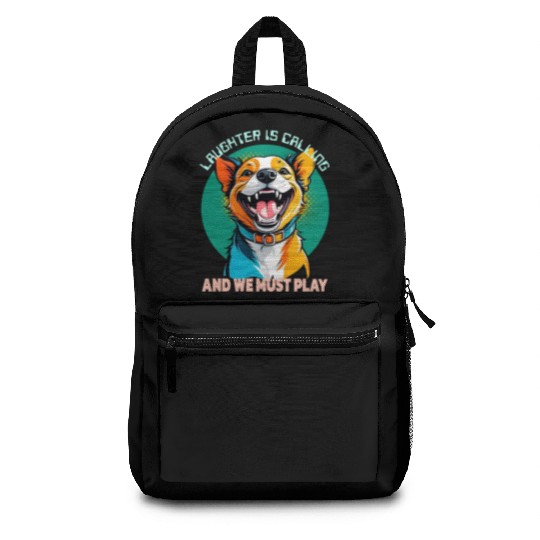 Happy Corgi Cartoon Playful Backpacks