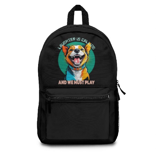 Happy Corgi Cartoon Playful Backpacks
