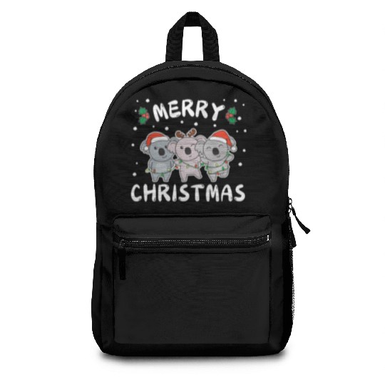 Merry Christmas Cute Koala Festive Lights Koala Backpacks